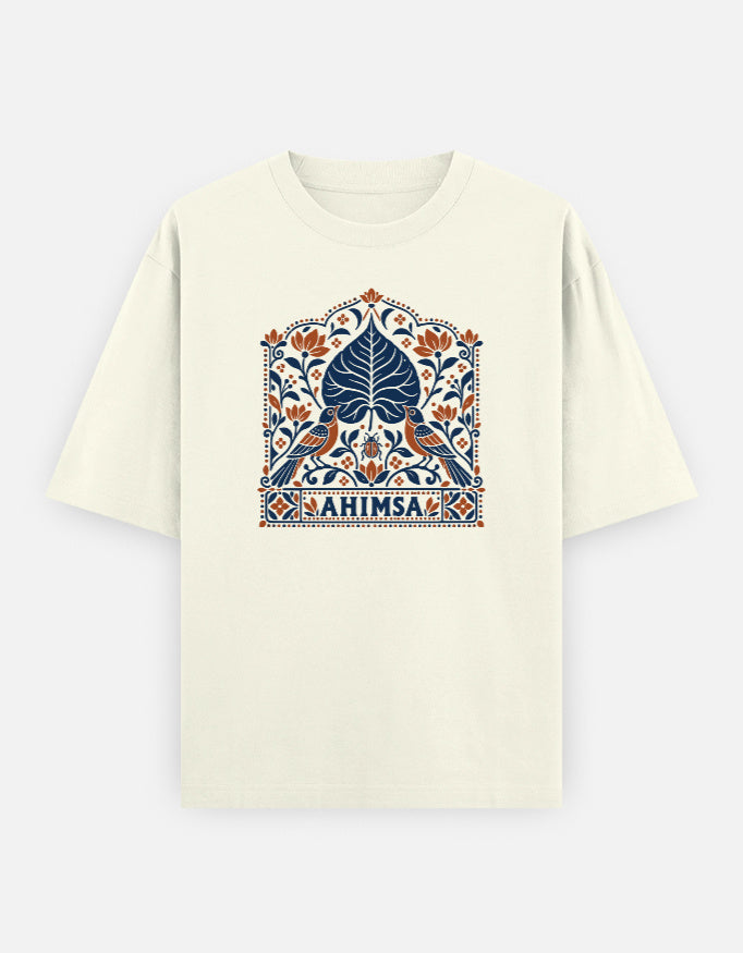 Ahimsa textile — Qikink UC22 Off White T-shirt, front print