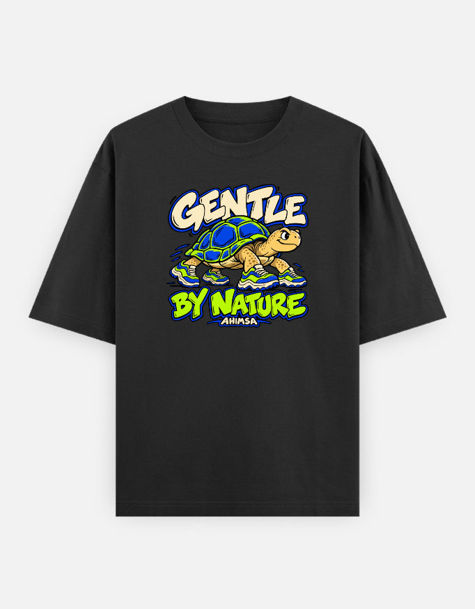 Gentle by nature — Qikink UC22 Black T-shirt, front print