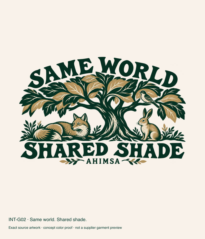 Same world. Shared shade. — artwork color proof.