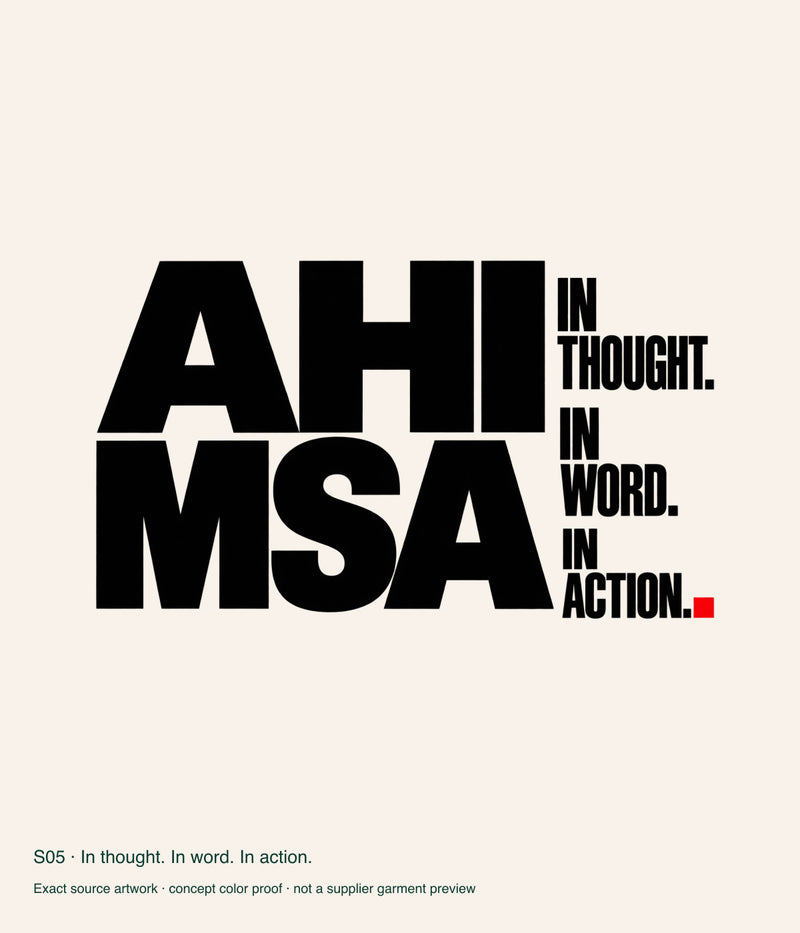 In thought. In word. In action. — artwork color proof.